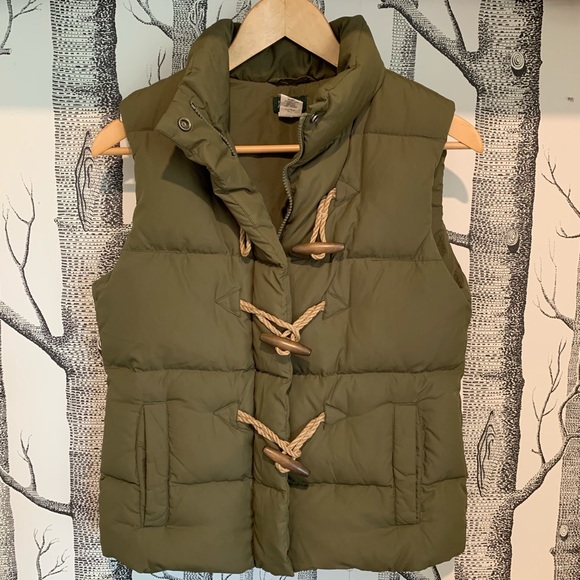 J. Crew Jackets & Blazers - J. Crew Factory | Rope Toggle Puffer Vest Green XS
